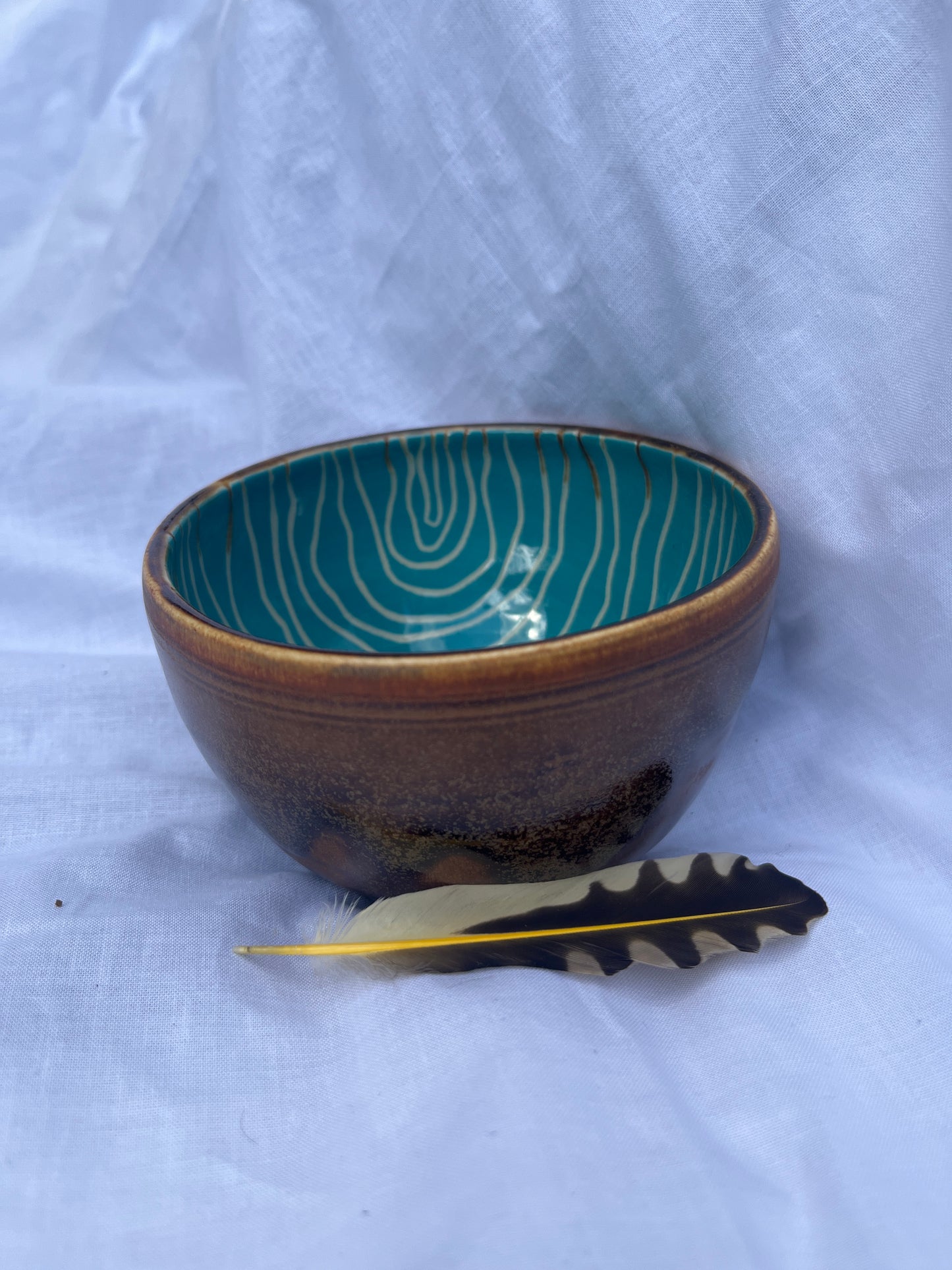 Turquoise Wood Matcha Bowl