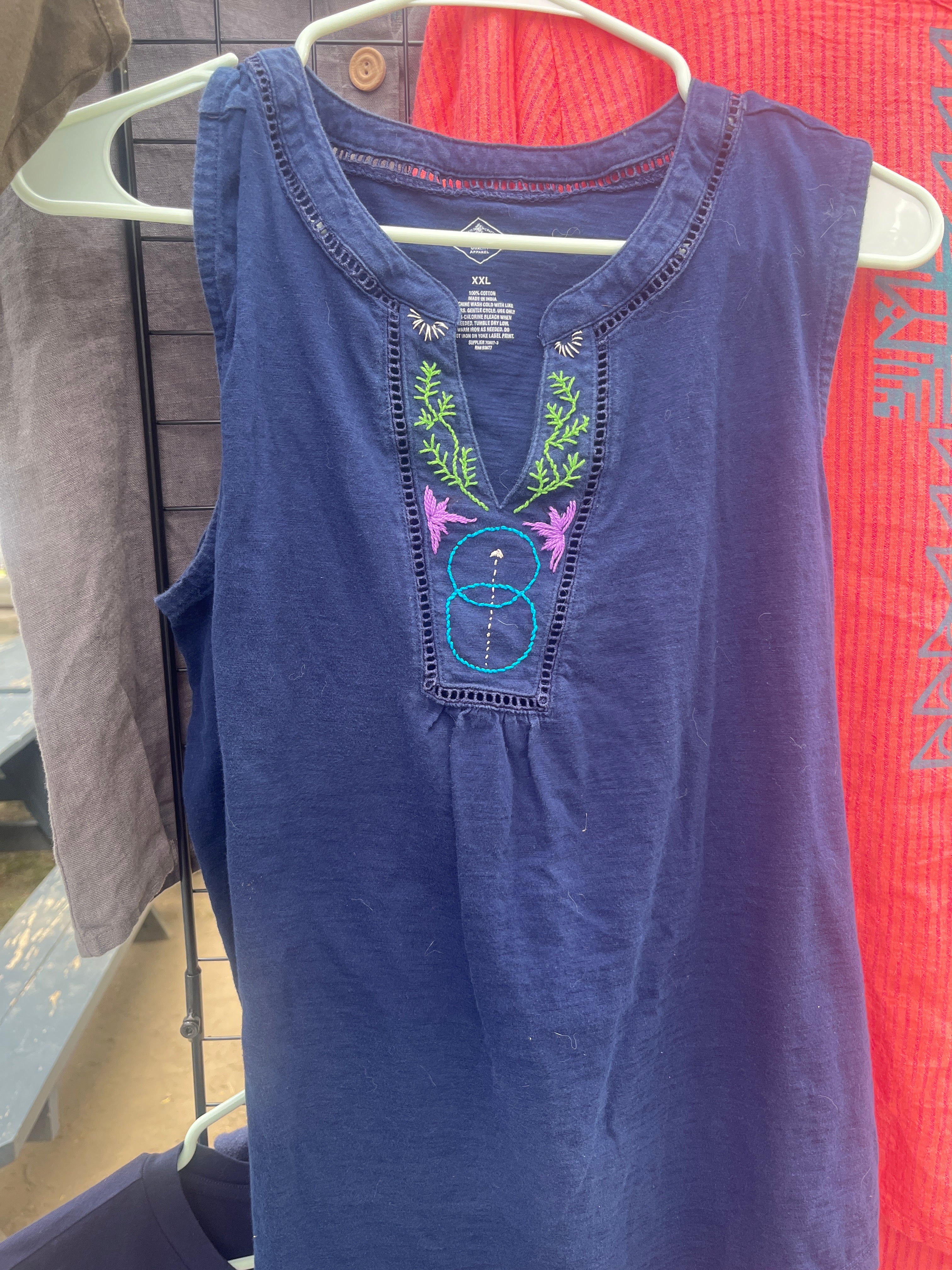 Sage Intentions embroidered sleeveless shirt