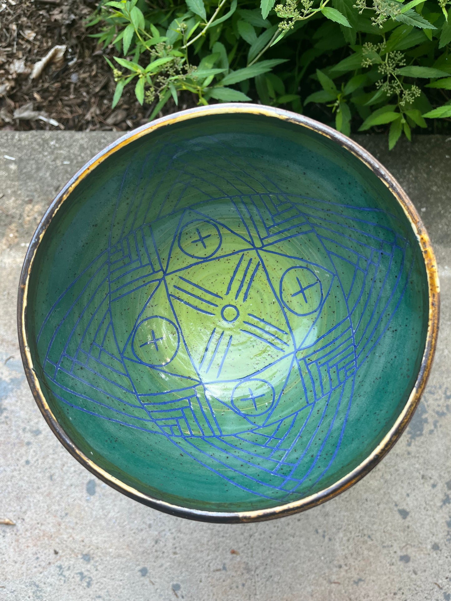 Large Moon with Feathers Bowl