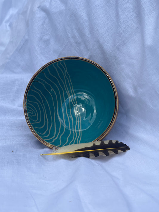 Turquoise Wood Matcha Bowl