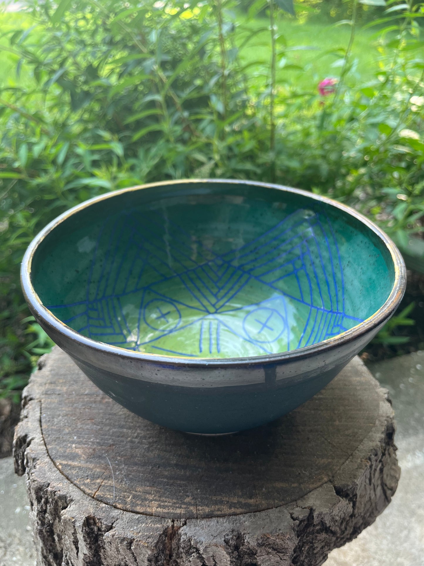 Large Moon with Feathers Bowl